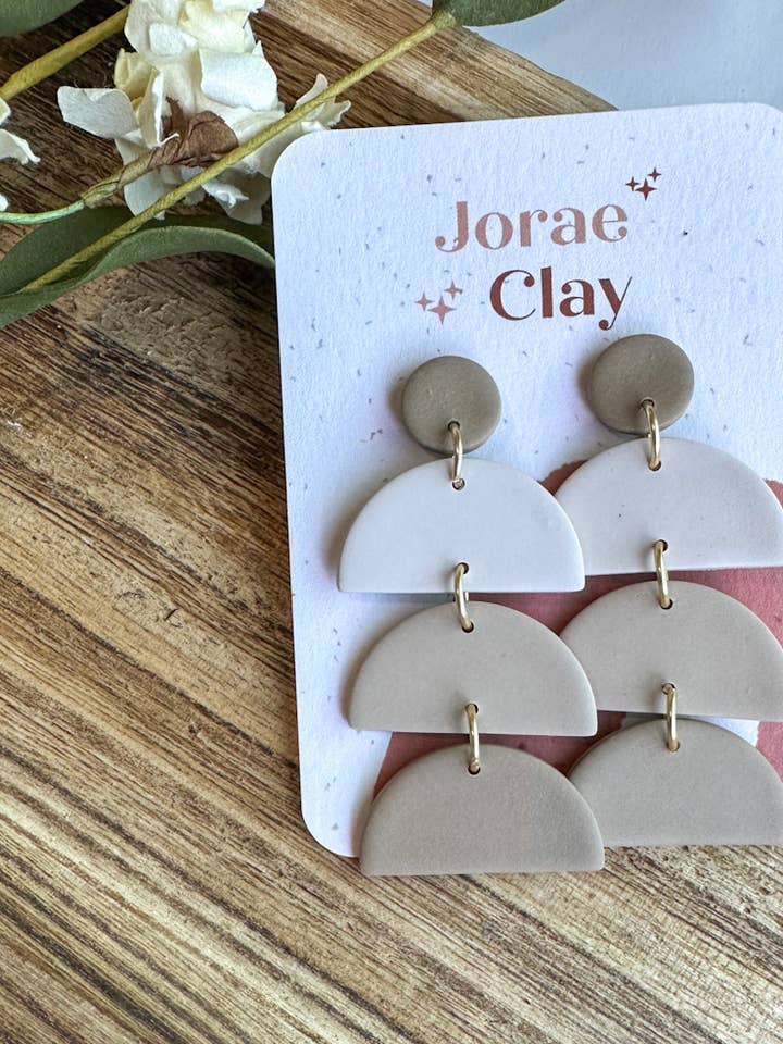Neutral Ombre Clay Earring for wholesale by Maude West Company