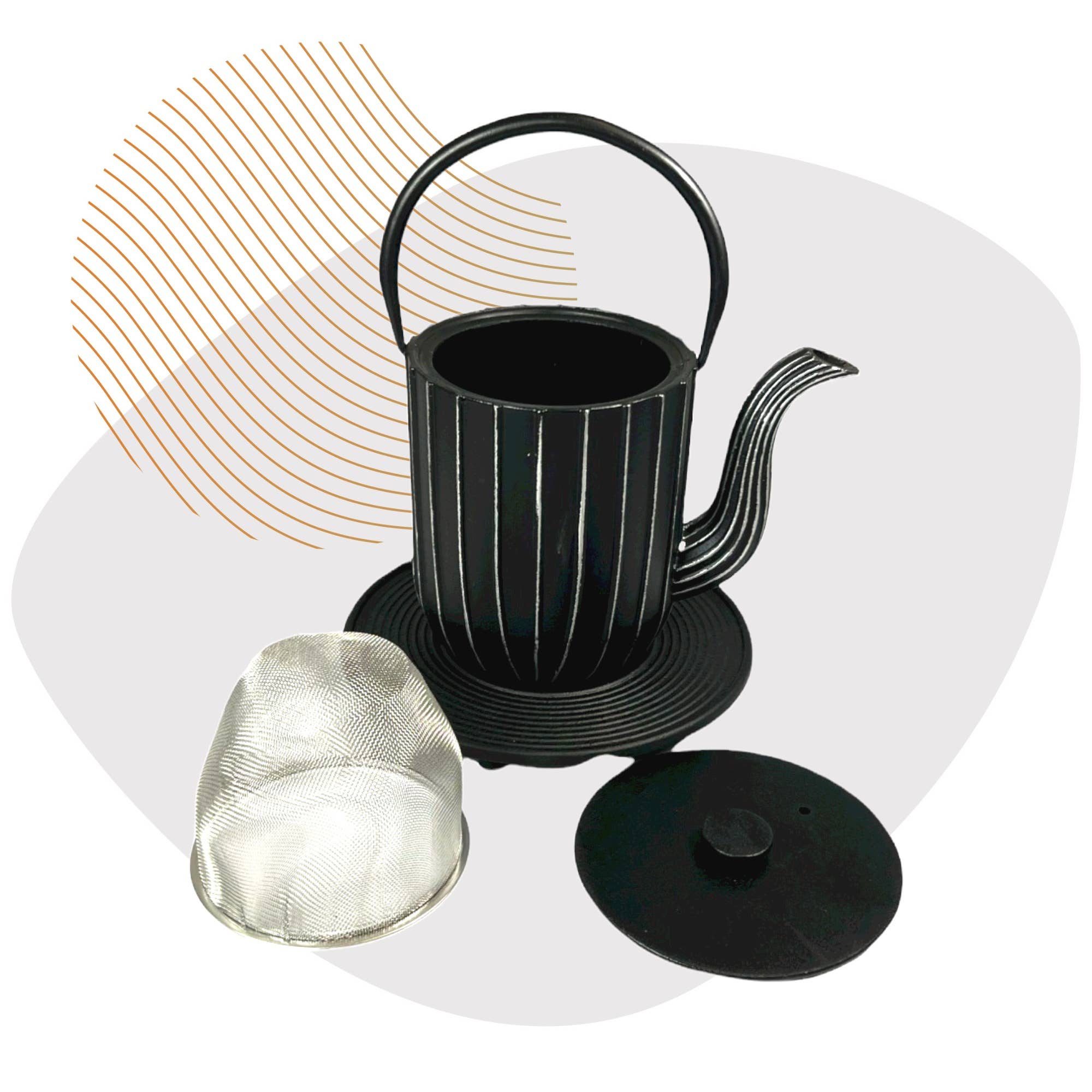 Ja-Unendlich - Wholesale Tea Pot - Mariage cast iron teapot, 1.0l black silver1