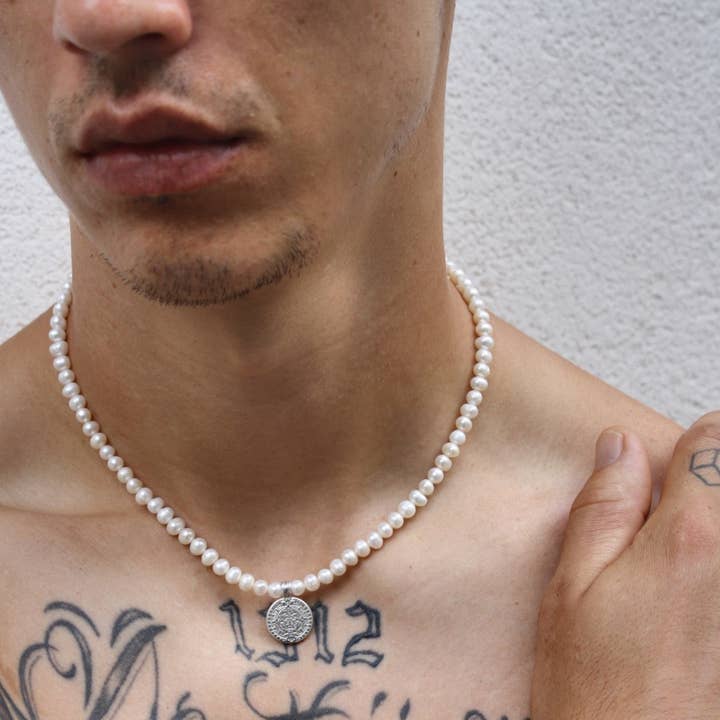 White Pearl Coin Necklace for wholesale by MHART