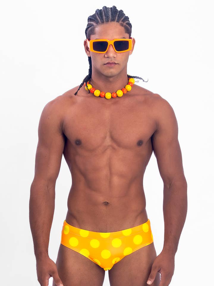 Polka Swim Brief - Orange for wholesale by Project Claude