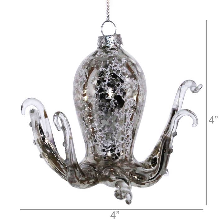 HomArt - Wholesale Ornament - Octopus Glass Ornament, Silver - Silver