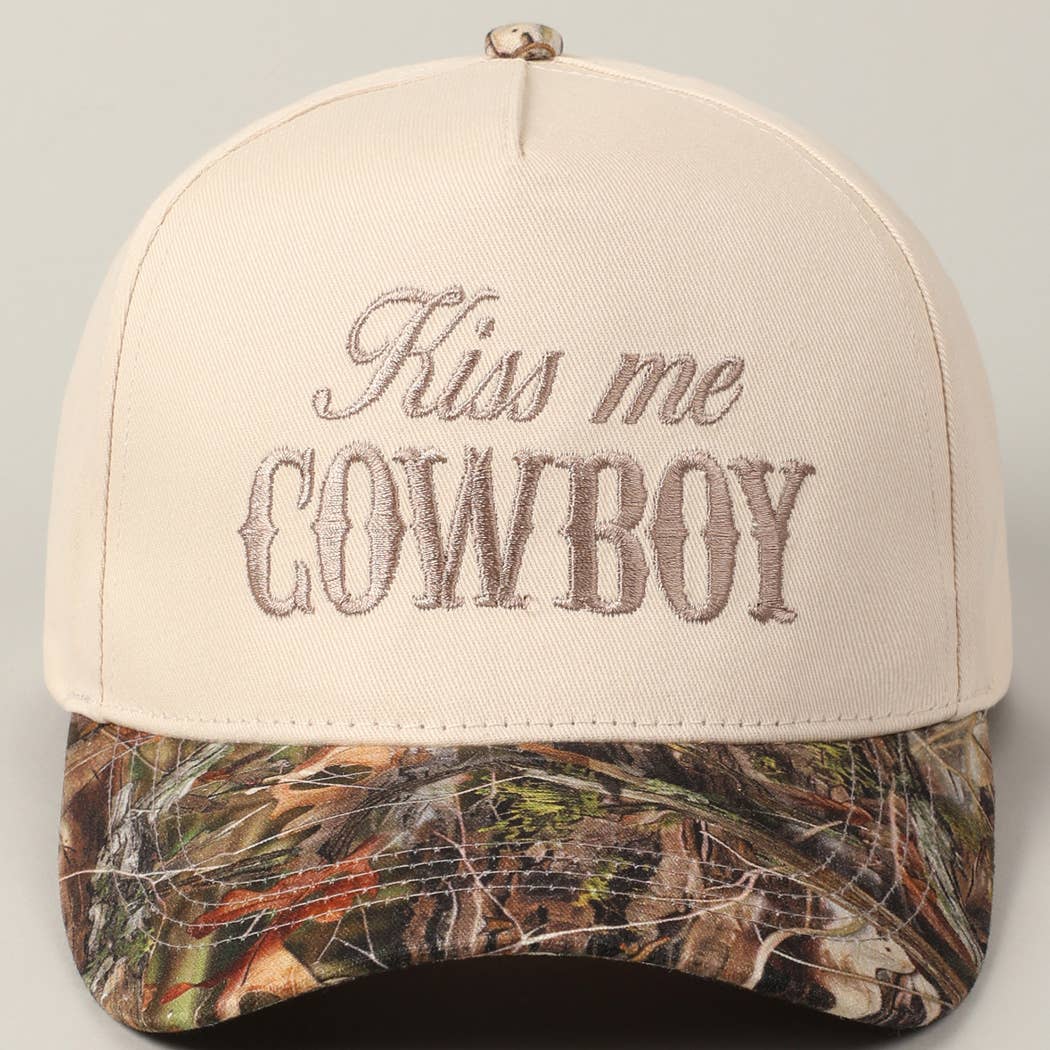 Fashion City - Wholesale Baseball Cap - Unisex - Kiss Me Cowboy Embroidery Two-Tone Cap0