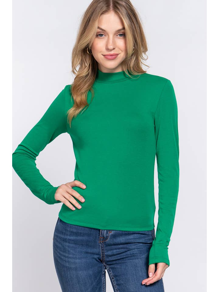 42POPS - Wholesale Knit Top - Women's - .._ SI-25419 FITTED LONG SLEEVE MOCK NECK RIB KNIT TOP2