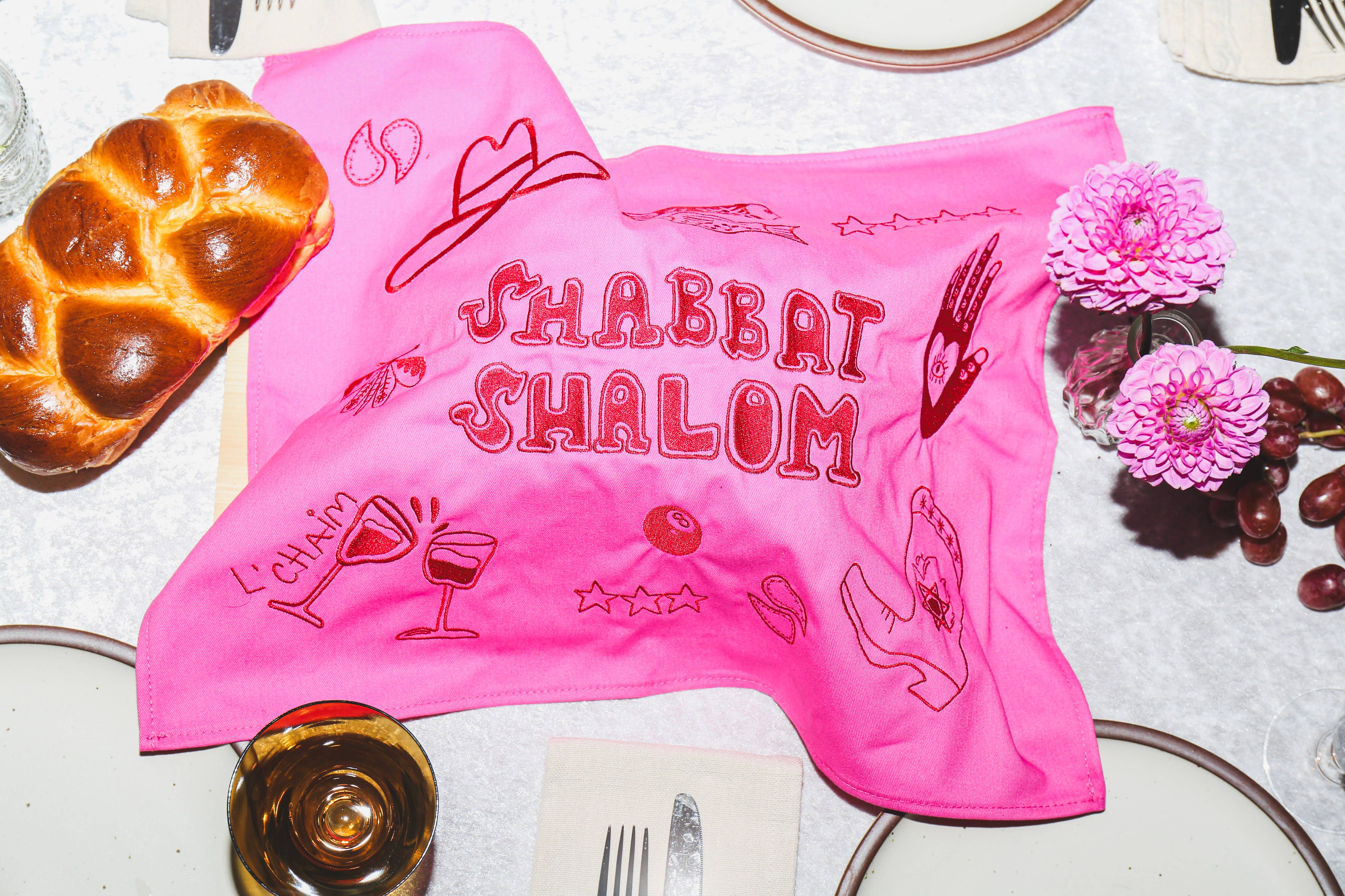 Nice Jewish Girl Doodles - Wholesale Dinner & Cloth Napkin - Contemporary Embroidered Challah Cover1