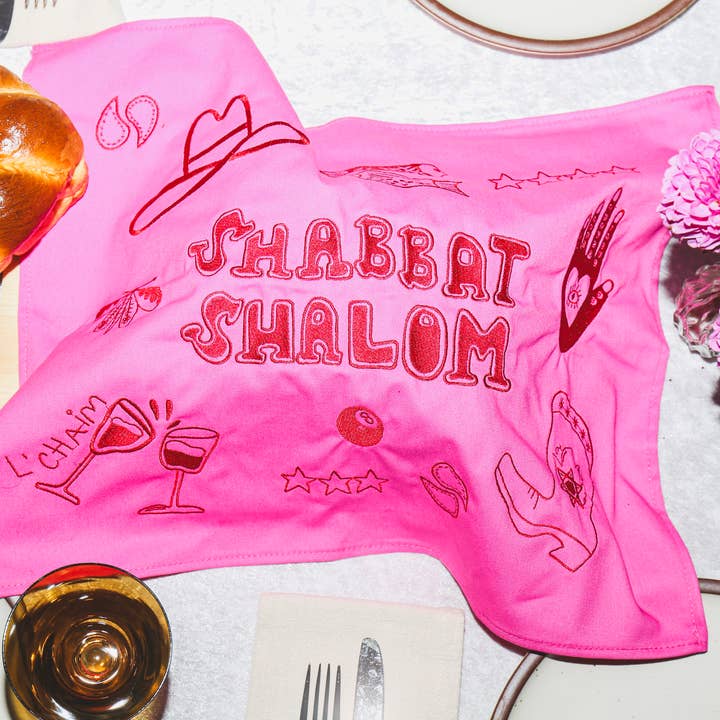 Nice Jewish Girl Doodles - Wholesale Dinner & Cloth Napkin - Contemporary Embroidered Challah Cover1