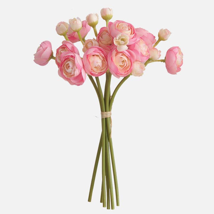 Sweet Home Deco - Wholesale Artificial Flowers - 10''T Silk Baby Ranunculus Flower Bunch, 6 Stems/24 Blooms9