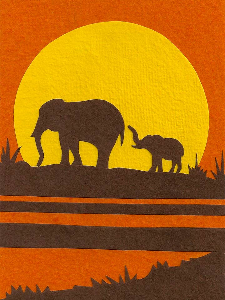 Elephants at Sunrise African Card for wholesale by Cards from Africa