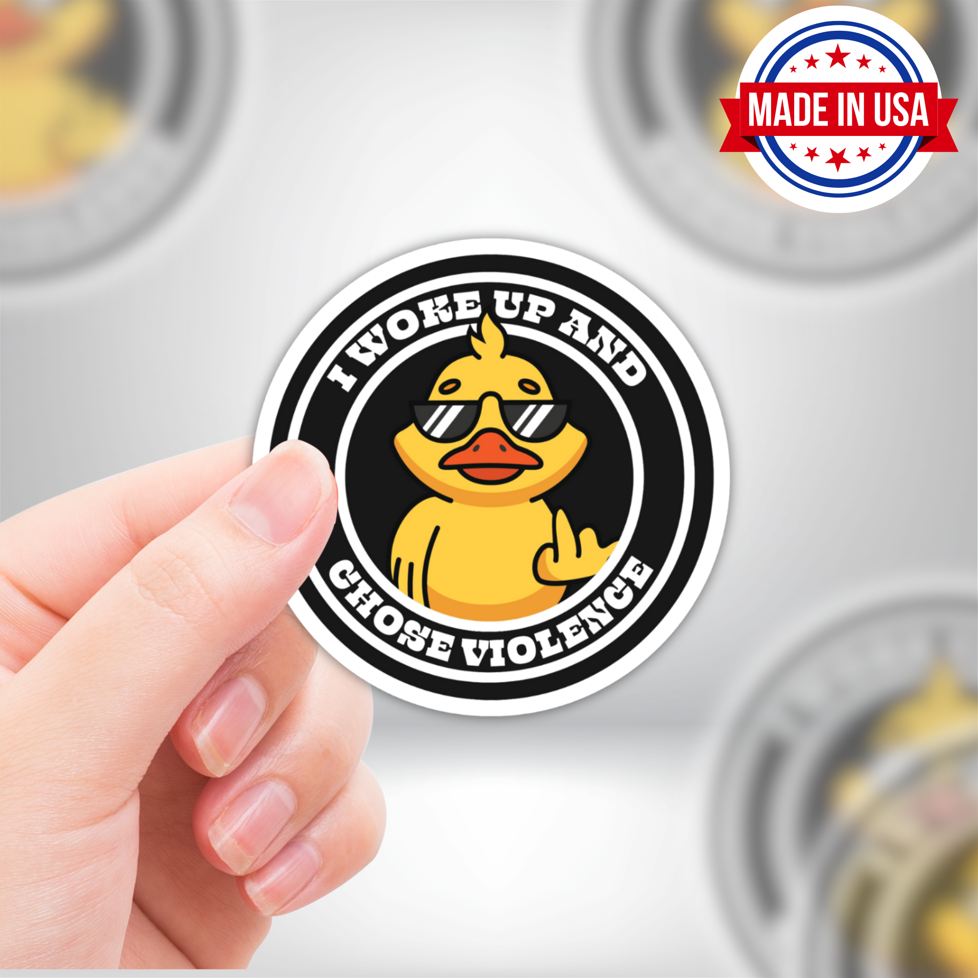 Coyote Color - Wholesale Sticker - Funny Redneck Sticker "I Woke Up & Chose Violence" Duck0