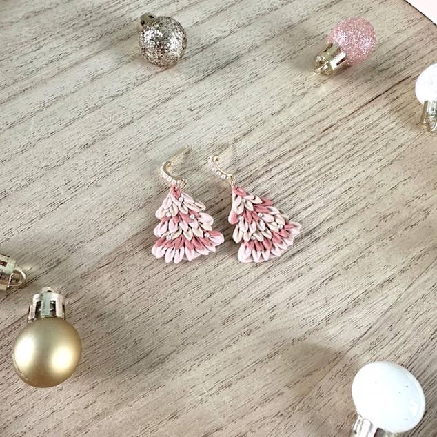 Sparkl + DOT - Wholesale Dangle Earrings - Pink Christmas Trees