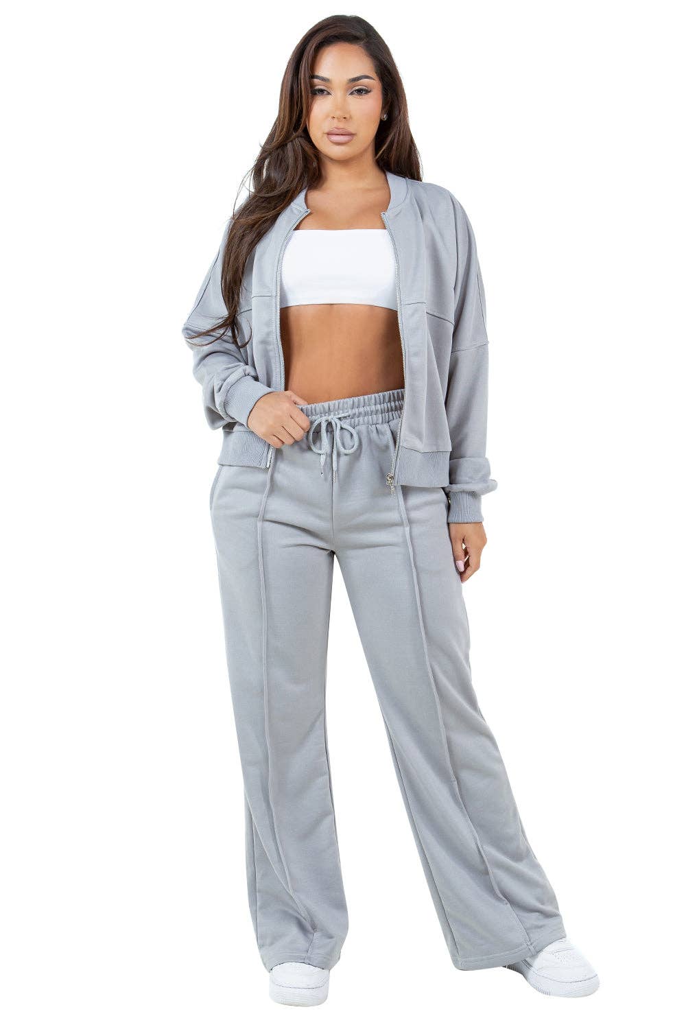 By Claude – wholesale Activewear set – Women′s – WOMEN FASHION ZIP SWEATSUITS PANT SET3
