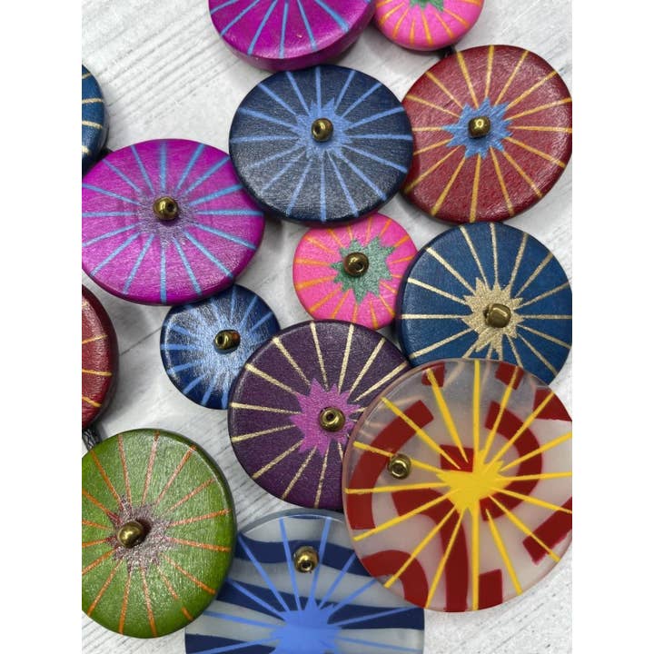 LIOR / ALISHA D - Wholesale Pendant/Charm Necklace - Alisha.D Multi Color Wood Button Loop Choker Necklace1