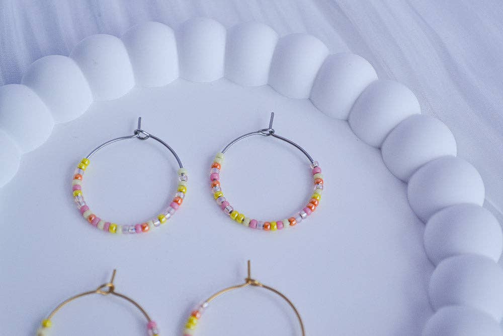 Linati Studio - Wholesale Hoop Earrings - Creoles with Pearls - Pink Lemonade3