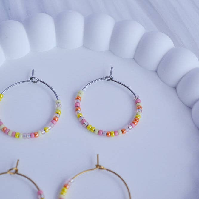 Linati Studio - Wholesale Hoop Earrings - Creoles with Pearls - Pink Lemonade3