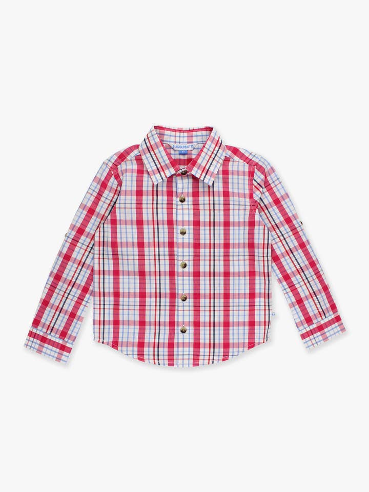 RuffleButts + RuggedButts - Vendita all'ingrosso Camicia button down - Bambini - Camicia a quadri a maniche lunghe con bottoni per ragazzi Adley6