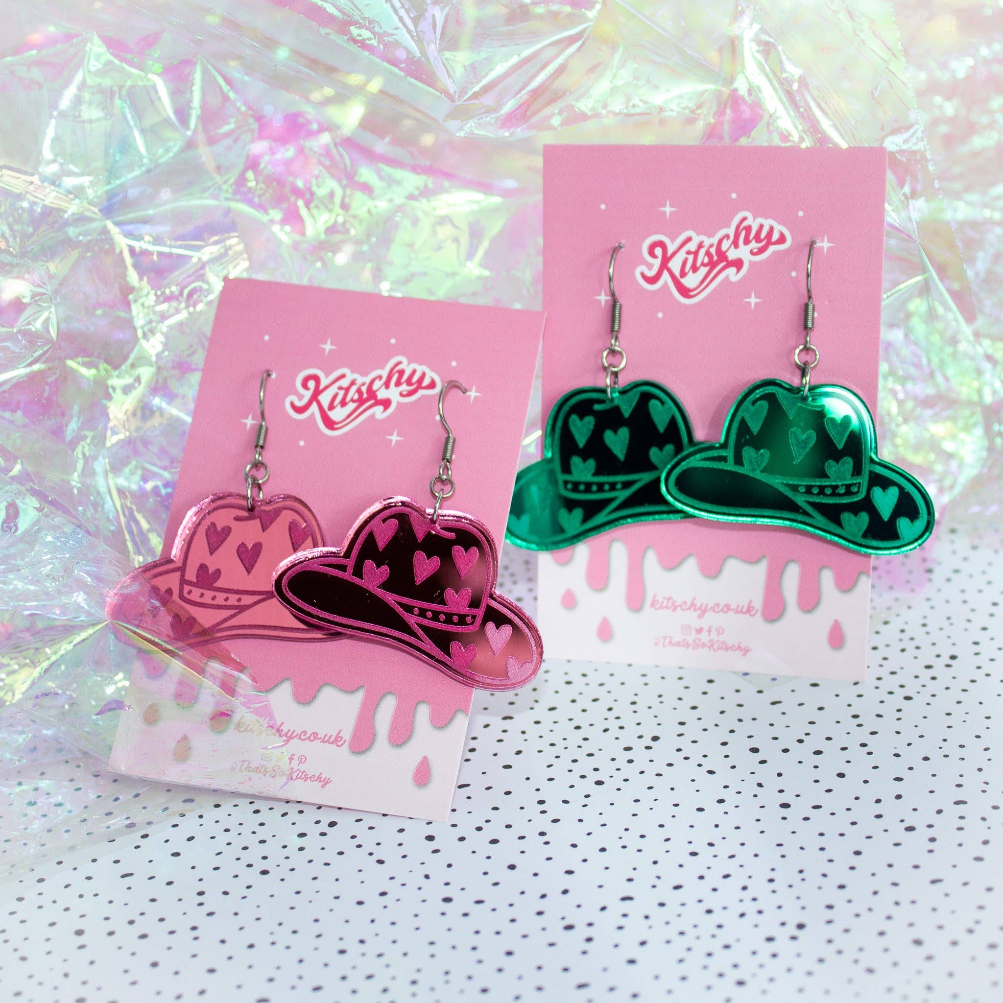 Kitschy - Wholesale Dangle Earrings - Yee-Haw Cowboy Cowgirl Hat Earrings Laser Cut Acrylic5