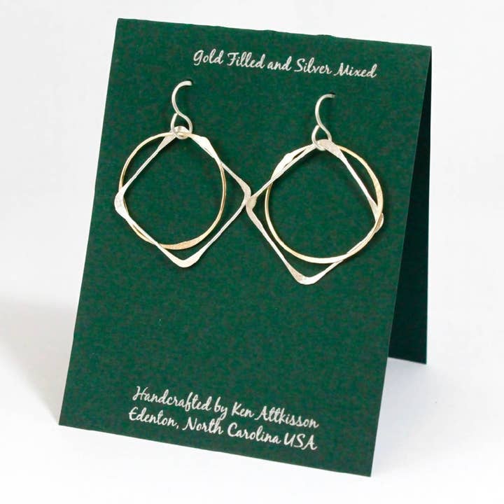 Sterling Silver & 14K Gold Filled Medium Square & Circle for wholesale by Ken’s handcrafted jewelry