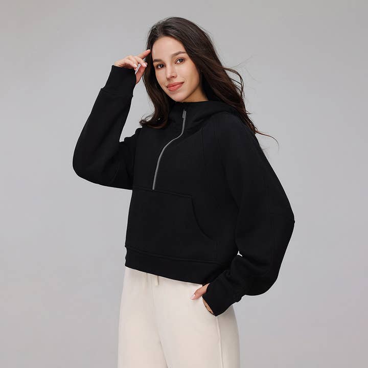 Sodalemon - Wholesale Hoodie - Women's - Women Cropped Fleece Hooded Hoodie10