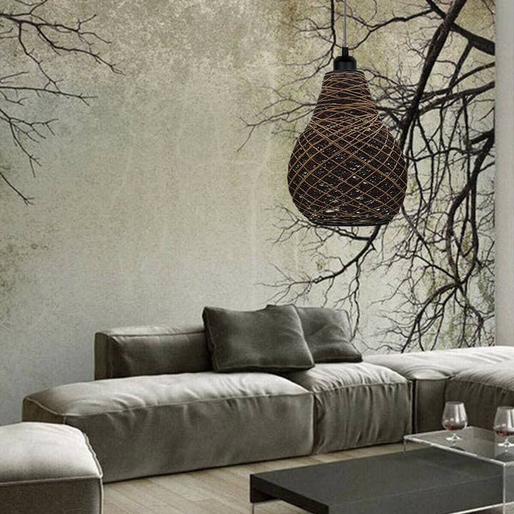 Ledsone - Wholesale Chandelier/hanging light - Rattan Wicker Ceiling Pendant Light Shade Hanging Light Antique décor Lampshade~133413