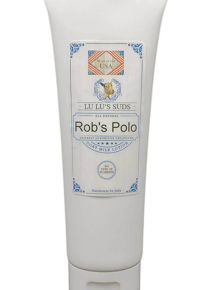 Robs Polo gedemælk Lotion 4 oz. for engroshandel hos Lu Lu's Suds