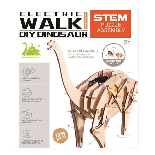 Texas Toy Distribution - Wholesale Puzzle - Kids - Brachiosaurus DIY Electric Puzzle Assembly STEM Kit 128 pcs