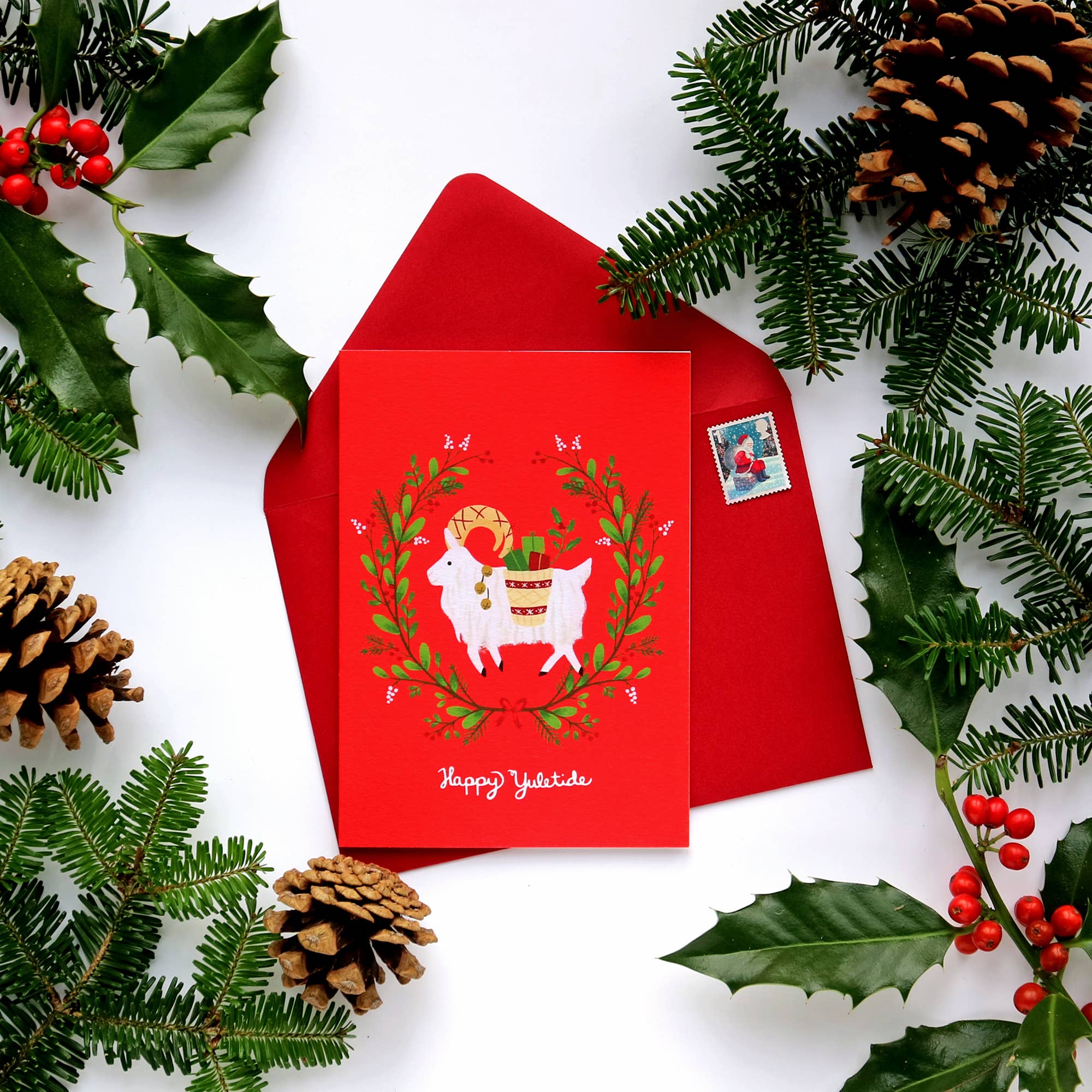 Hux Loves Honey - Wholesale Christmas Card - Yule Goat A6 FSC Certified Christmas Card1