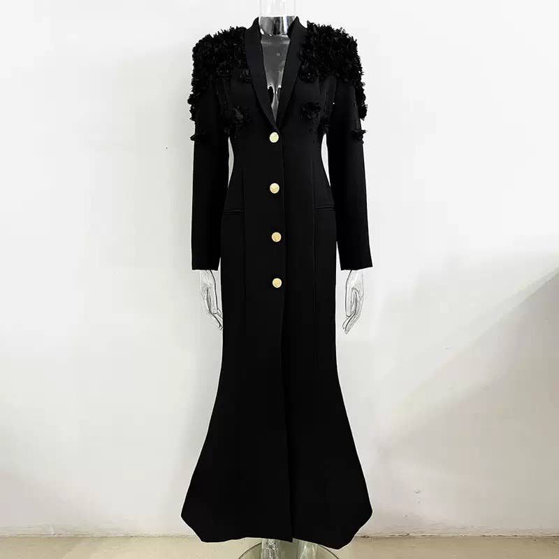 Productseeker - Vendita all'ingrosso Vestito - Donna - DR340Y Abito lungo con perline pesanti e fiori 3D4