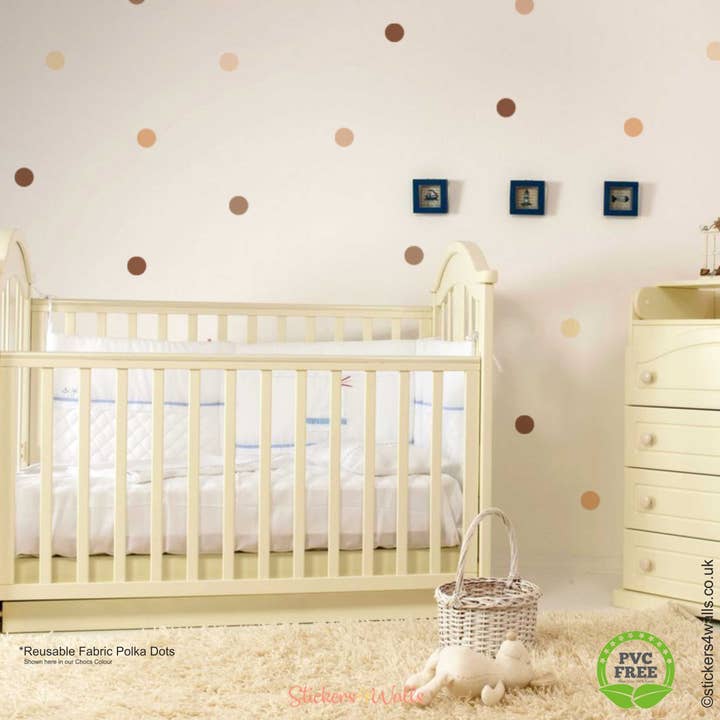 Polka Dot Wall Stickers, Dotty Wall Stickers, Sets of Pastels, Rainbows, Blues, Brights, Chocolates Wall Decals for wholesale by FabriStick Ltd