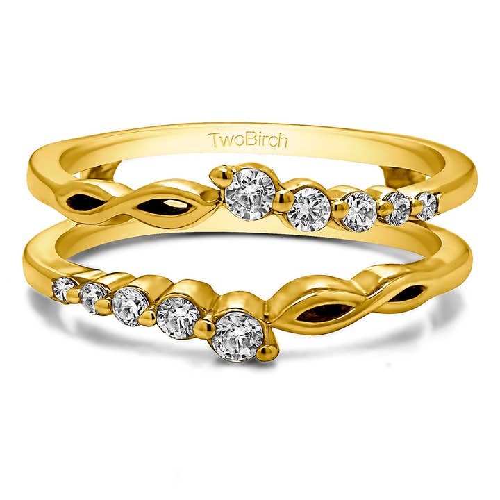 0.25 Ct. Graduated Infinity Ring Guard in Yellow Gold for wholesale by TwoBirch