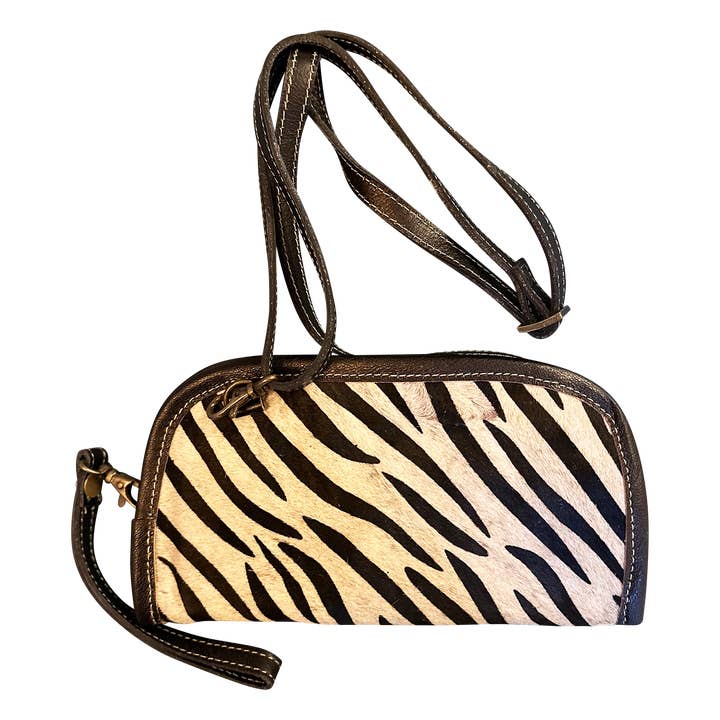 Bolso bandolera de cuero con rayas blancas y negras para mujer para venta al por mayor de Chloe & Lex