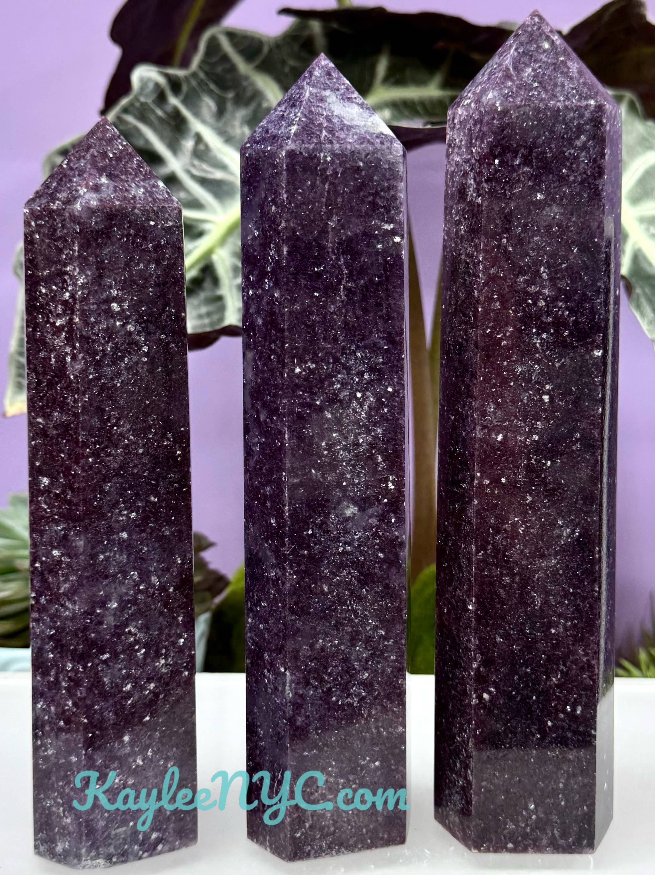 KayleeNYC - Wholesale Spiritual Stone/Crystal - 3 pcs large Natural Lepidolite Obelisk Tower Point1