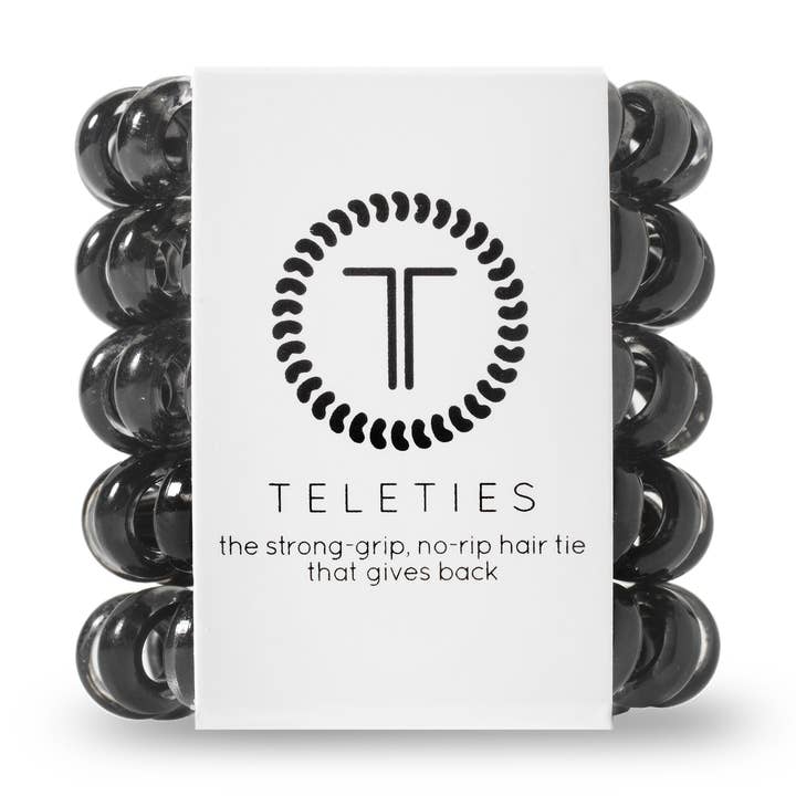 TELETIES – Großhandel Haargummi – Damen – Spiralförmige Haarbänder | Winzig | Tiefschwarze Haargummis0