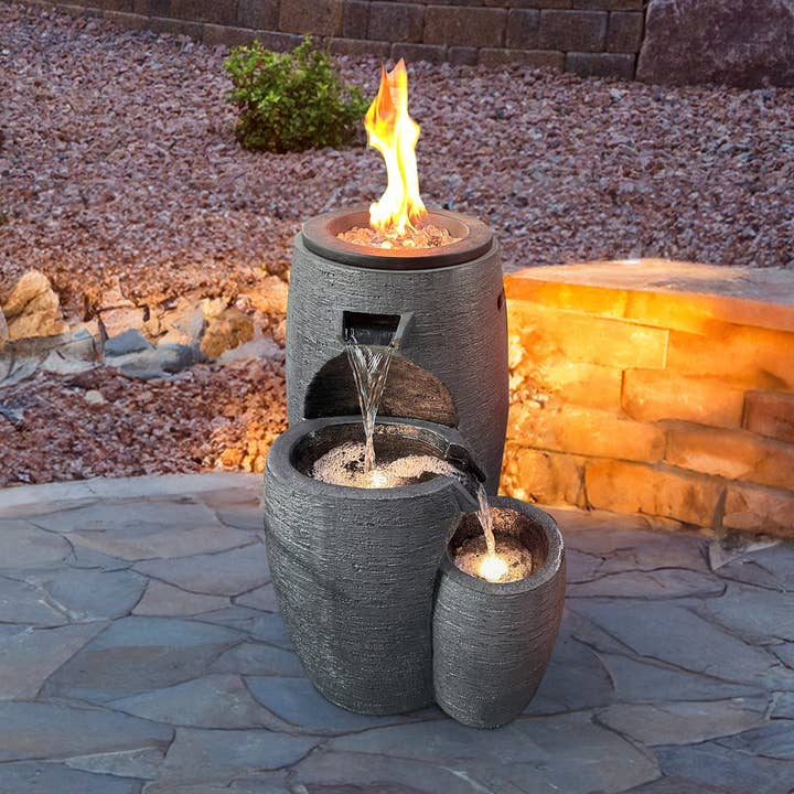Alpine Corporation - Wholesale Fire Pit - Black Flame Fountain with Fire Pit