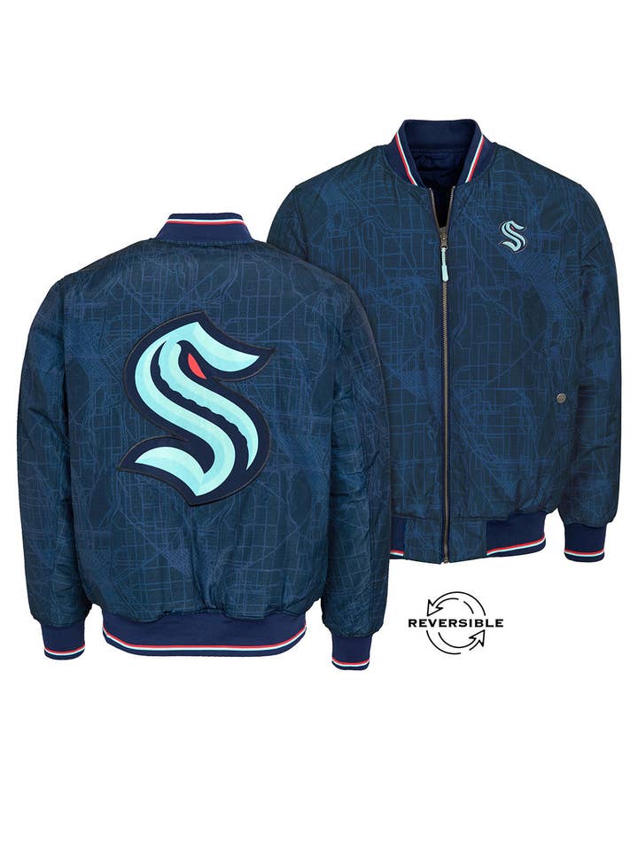FE - Wholesale Bomber Jacket - Men's - Seattle Kraken Reversible Bomber