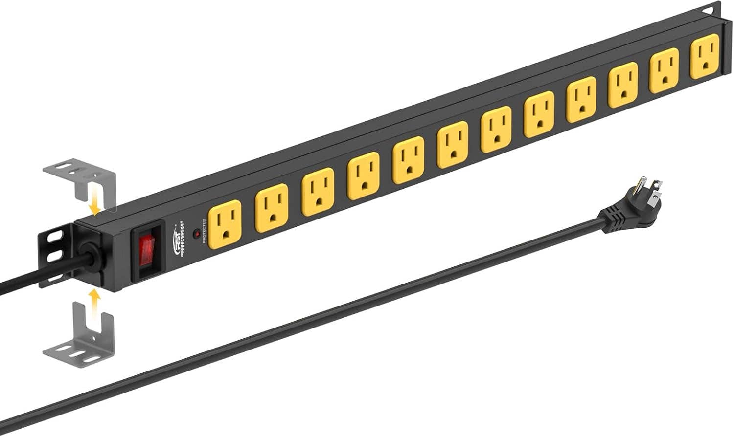 Rocket Socket Technology - Wholesale Power Adapter - CRST Mountable Long Power Strip, 8 Outlets or 12 outlets 2100 Joules Surge Protector, Slim Metal Power Bar with 6FT Extension Cord, ETL Listed.8