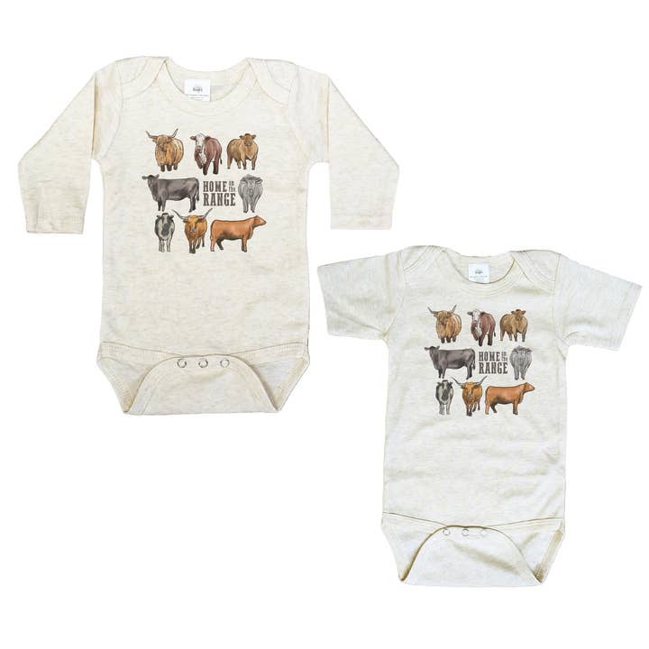 Barefoot Baby - Wholesale Bodysuit (Non-Footed) - Baby - "Home on the Range" Cows Country Western Summer Farm Baby
