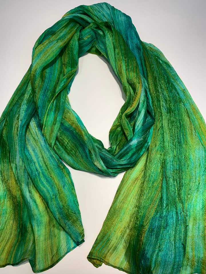SC1000 #379 WATERCOLOR SCARF | MOSS GREEN & TAN for wholesale by LUA