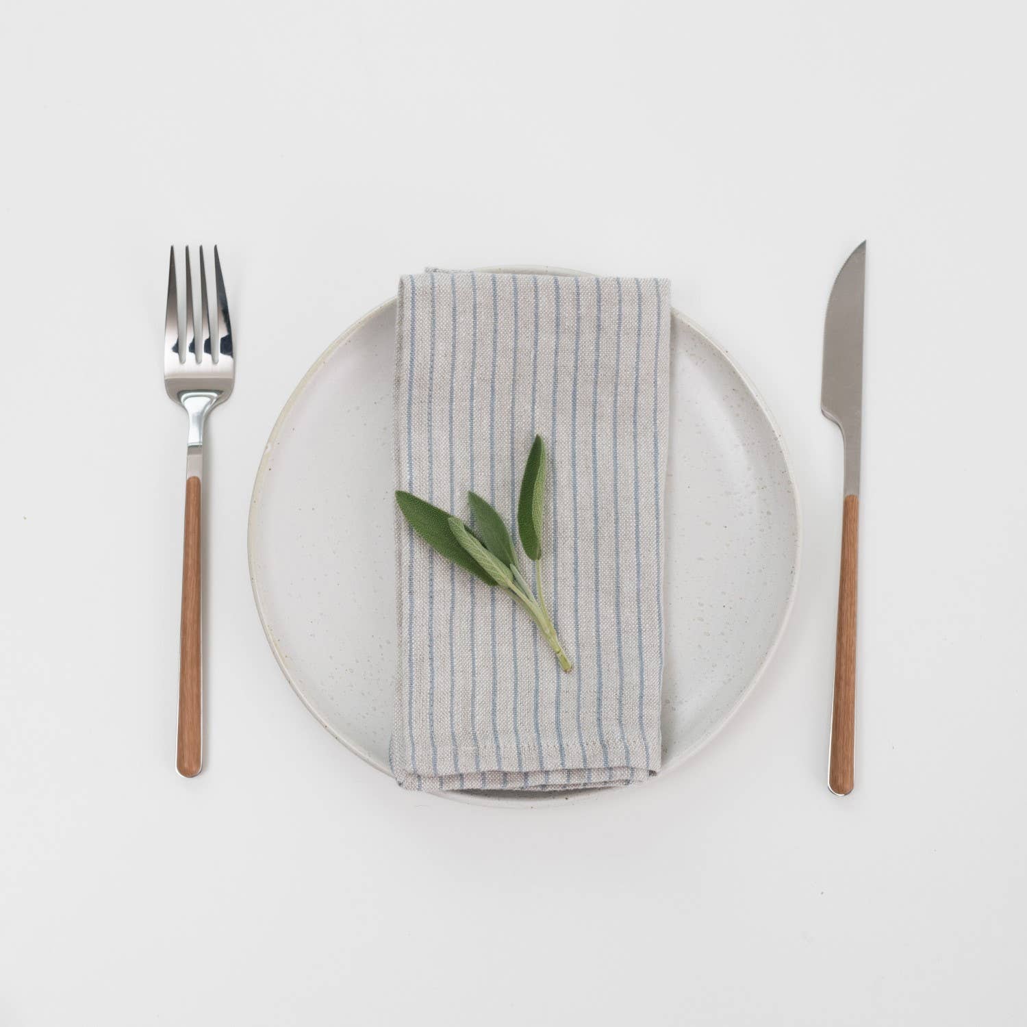 Linen Tales (We cover U.S. import duties) - Wholesale Dinner & Cloth Napkin - Grey Blue Pinstripe Rustic Linen Napkins Set of 20
