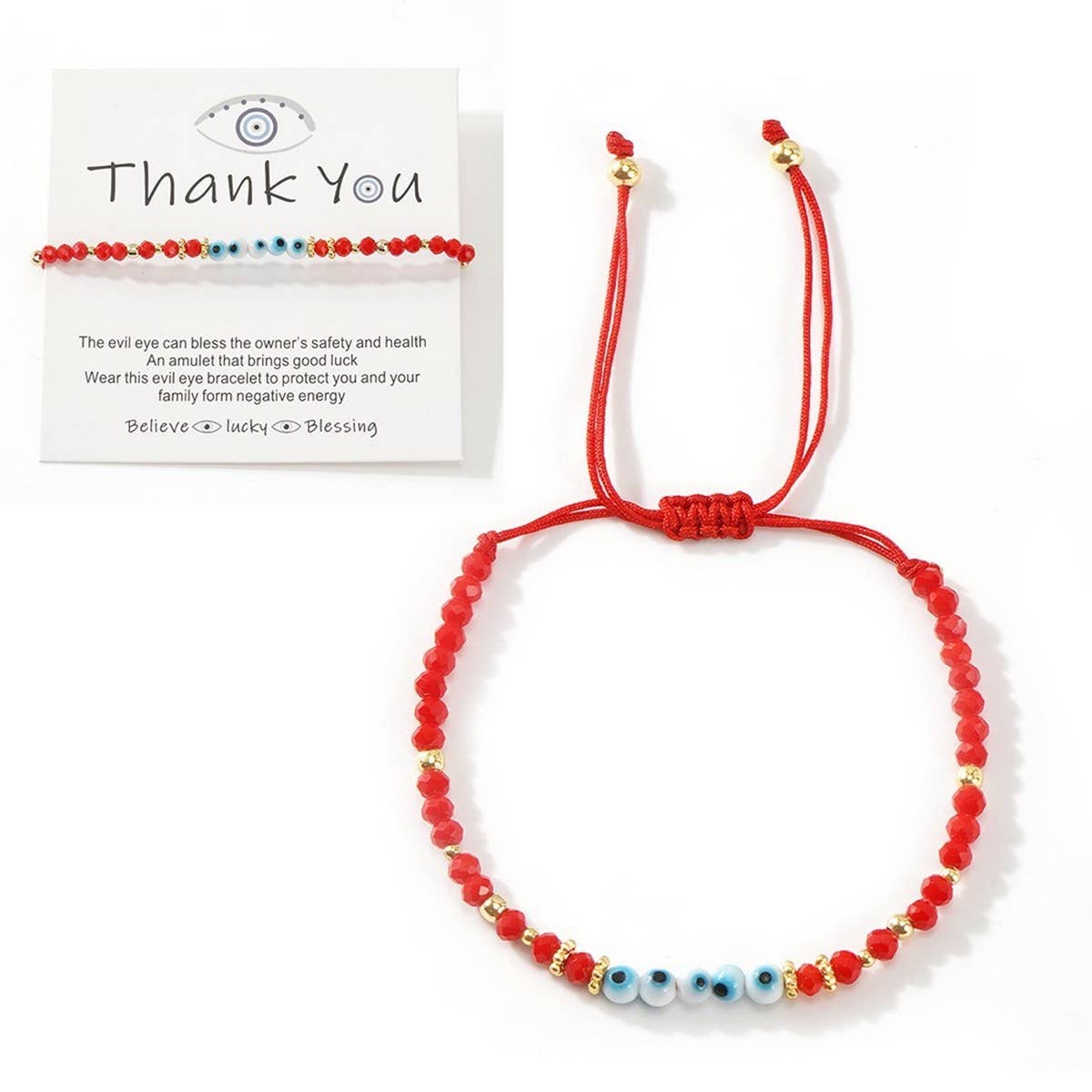 ACCITY - Wholesale Beaded Bracelet - MULTI-COLOR GLASS FLAT DEVIL EYE BRACELET_CWMM38483