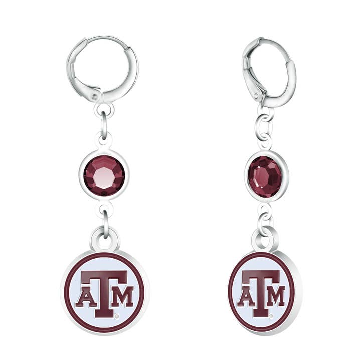 NCAA Texas A&M Aggies Beaded Dangle Hoop Earrings for wholesale by Simran International