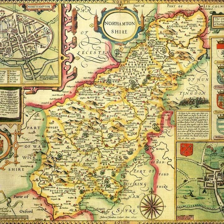 Puzzle de carte historique du Northamptonshire (1610) pour la vente par Map Marketing Limited