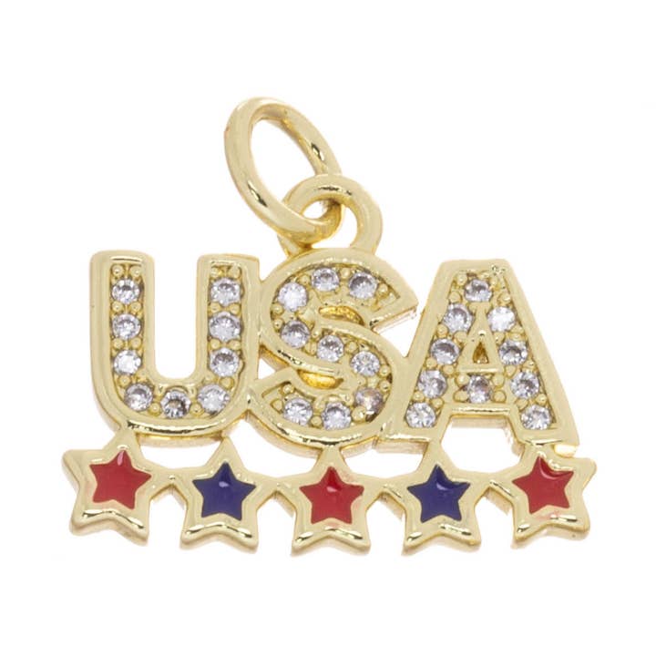 Ciondolo USA per Creazione Gioielli, Ciondolo Bandiera USA in Oro, CPG2589 per la vendita all'ingrosso da parte di Jewel Pledge