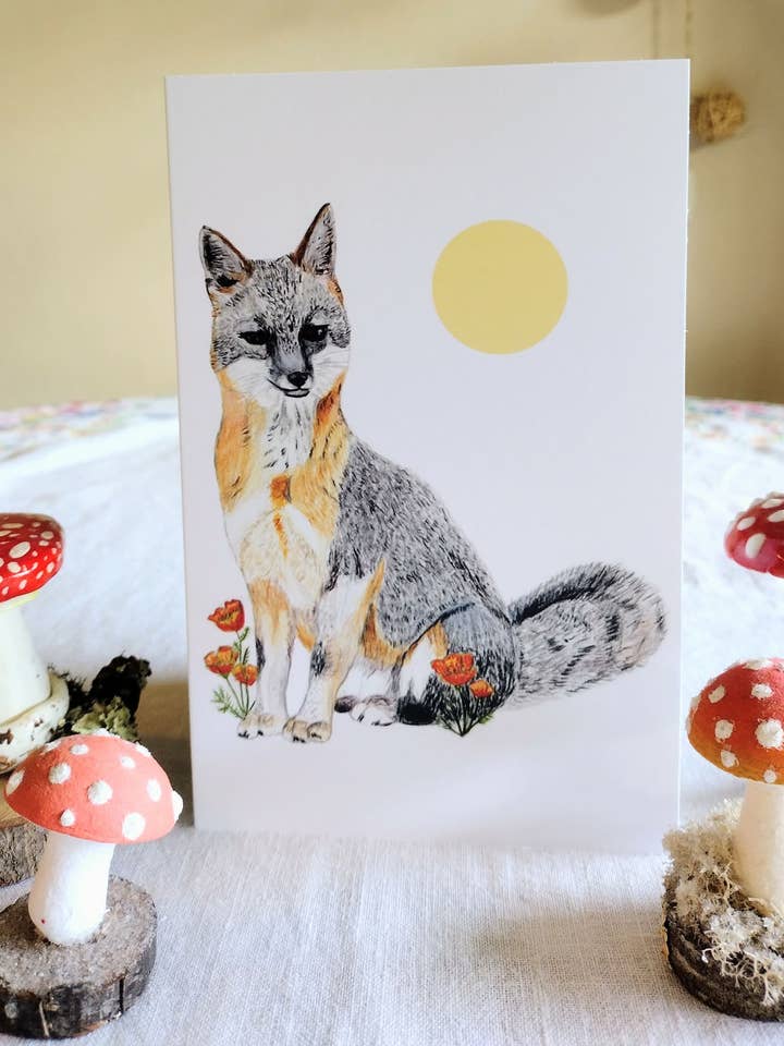 Grey Fox Blank Greeting Card for wholesale by Tarasance