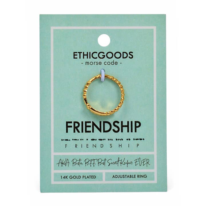 ETHICGOODS - Wholesale Band/Stacked Ring - CLASSIC GOLD Morse Code Ring - Patterned | FRIENDSHIP
