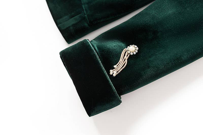 Productseeker - Wholesale Suit Set - Women's - SET056 Women's Beaded Velvet Suit: Lace-up Blazer and Pants25