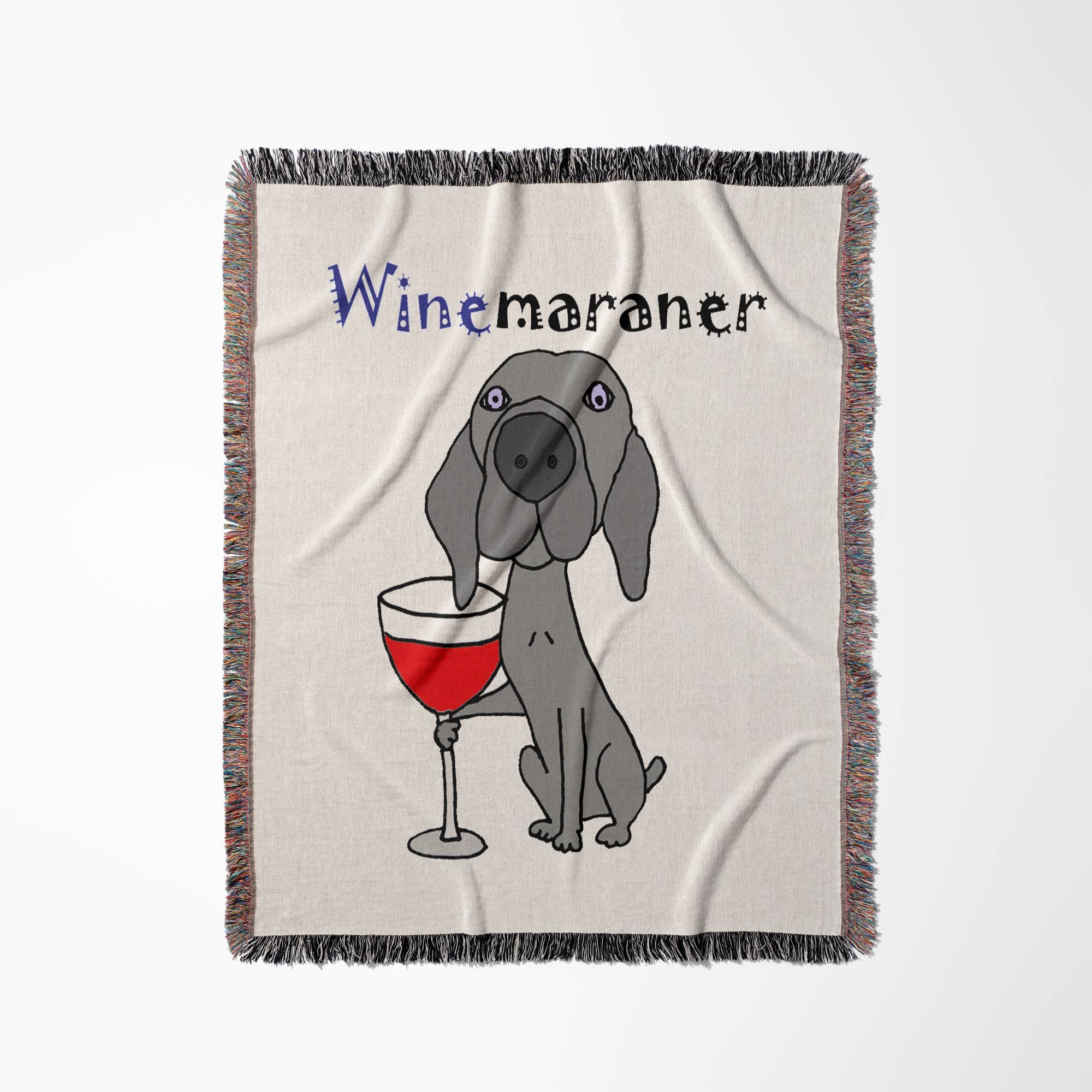 3dRose - Wholesale Throw Blanket - 3dRose, Funny Weimaraner Dog Drinking Red Wine is WINEmaraner, Blanket