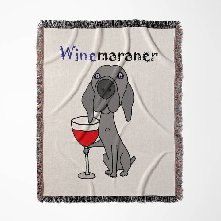 3dRose - Wholesale Throw Blanket - 3dRose, Funny Weimaraner Dog Drinking Red Wine is WINEmaraner, Blanket0