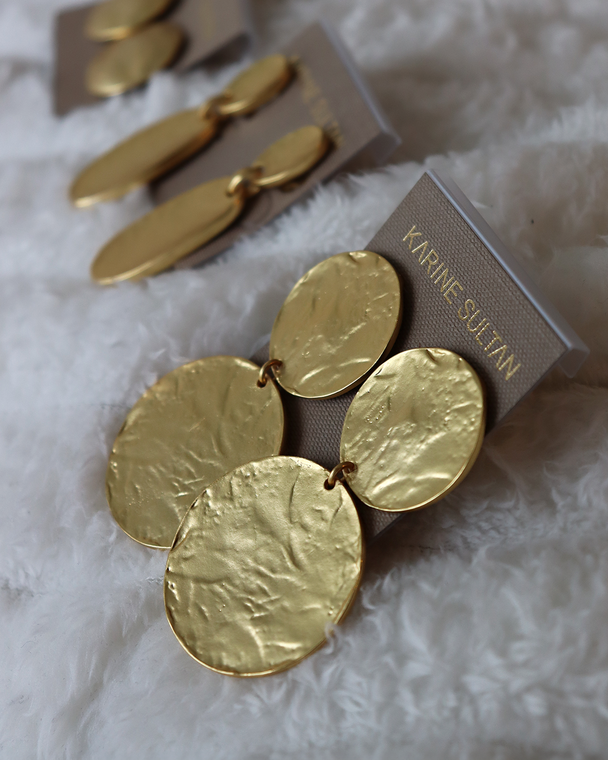 KARINE SULTAN - Vente Boucles d'oreilles à clip - Boucles d'oreilles clip en double disque audacieux - Plaqué or 24K4