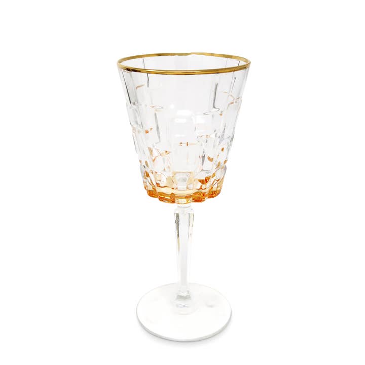 VIVIENCE - Vendita all'ingrosso Bicchieri da vino - Liscio Ottico - Set di 6 bicchieri da acqua con design a blocchi