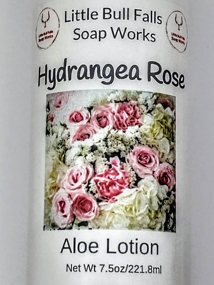 Hydrangea Rose Lotion for wholesale by Little Bull Falls Soap Works