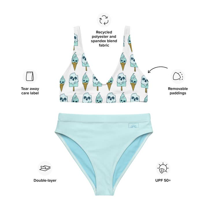 Bikini a vita alta riciclato Scream for Ice Cream per la vendita all'ingrosso da parte di Local Summer Collective Surf Shop